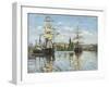 Ships Riding on the Seine at Rouen, 1872- 73-Claude Monet-Framed Giclee Print