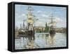 Ships Riding on the Seine at Rouen, 1872- 73-Claude Monet-Framed Stretched Canvas