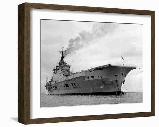 Ships Royal Navy Aircraft Carrier HMS Eagle at Anchor in Plymouth Sound, November 1951-null-Framed Premium Photographic Print