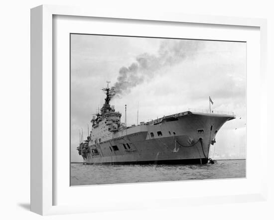 Ships Royal Navy Aircraft Carrier HMS Eagle at Anchor in Plymouth Sound, November 1951-null-Framed Premium Photographic Print