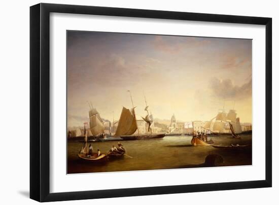 Ships Sailing of Greenwich Palace, 1839 (Oil on Canvas)-John Lynn-Framed Giclee Print