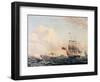 Ships Sailing Through Oresund Strait Between Sweden and Denmark with Kronborg Castle in Background-null-Framed Giclee Print