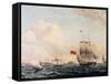 Ships Sailing Through Oresund Strait Between Sweden and Denmark with Kronborg Castle in Background-null-Framed Stretched Canvas