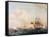 Ships Sailing Through Oresund Strait Between Sweden and Denmark with Kronborg Castle in Background-null-Framed Stretched Canvas