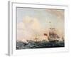 Ships Sailing Through Oresund Strait Between Sweden and Denmark with Kronborg Castle in Background-null-Framed Giclee Print