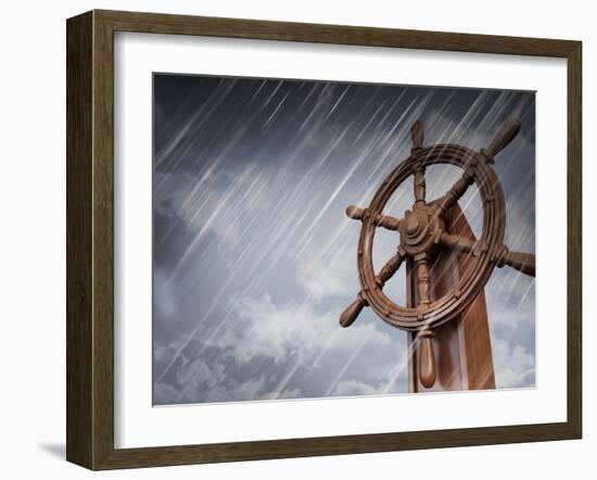 Ships Wheel, Storm-bioraven-Framed Art Print