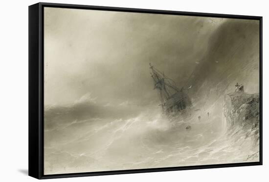 Shipwreck, 1874 (Pencil & Gouache on Paper)-Ivan Konstantinovich Aivazovsky-Framed Stretched Canvas