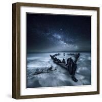 Shipwreck Below the Stars, Glenbeigh, County Kerry, Munster, Ireland-Mariuskasteckas-Framed Photographic Print