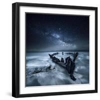 Shipwreck Below the Stars, Glenbeigh, County Kerry, Munster, Ireland-Mariuskasteckas-Framed Photographic Print