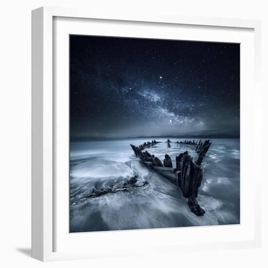 Shipwreck Below the Stars, Glenbeigh, County Kerry, Munster, Ireland-Mariuskasteckas-Framed Photographic Print