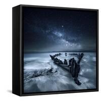 Shipwreck Below the Stars, Glenbeigh, County Kerry, Munster, Ireland-Mariuskasteckas-Framed Stretched Canvas