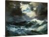 Shipwreck in Stormy Sea at Night-Thomas Moran-Stretched Canvas