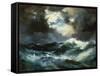 Shipwreck in Stormy Sea at Night-Thomas Moran-Framed Stretched Canvas