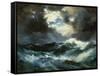 Shipwreck in Stormy Sea at Night-Thomas Moran-Framed Stretched Canvas