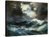 Shipwreck in Stormy Sea at Night-Thomas Moran-Stretched Canvas