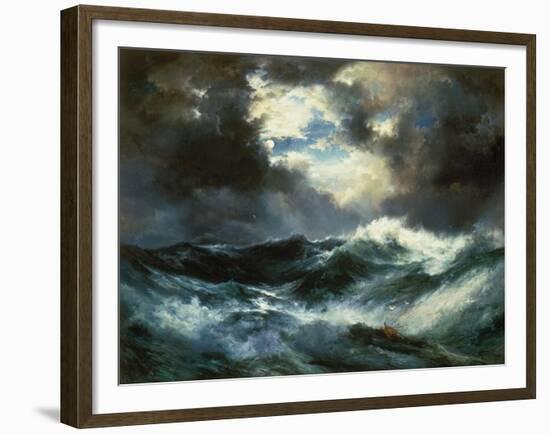 Shipwreck in Stormy Sea at Night-Thomas Moran-Framed Giclee Print