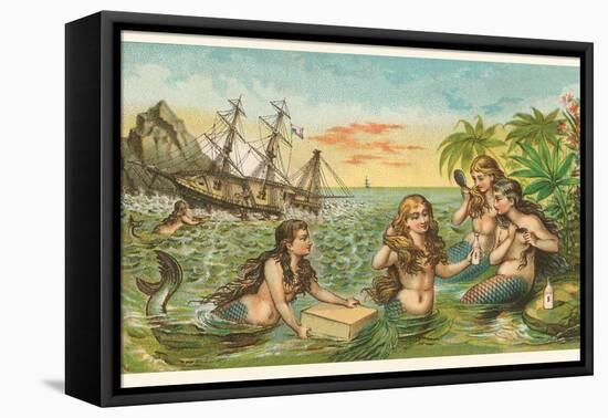 Shipwreck, Mermaids with Salvage-null-Framed Stretched Canvas