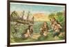 Shipwreck, Mermaids with Salvage-null-Framed Art Print