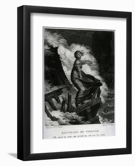 Shipwreck of Virginie, Illustration for 'Paul Et Virginie' by Bernardin De Saint-Pierre-Pierre-Paul Prud'hon-Framed Giclee Print