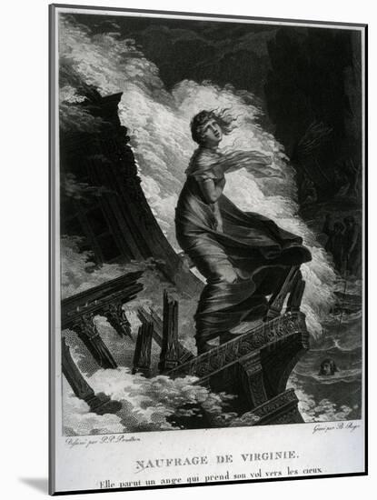 Shipwreck of Virginie, Illustration for 'Paul Et Virginie' by Bernardin De Saint-Pierre-Pierre-Paul Prud'hon-Mounted Giclee Print
