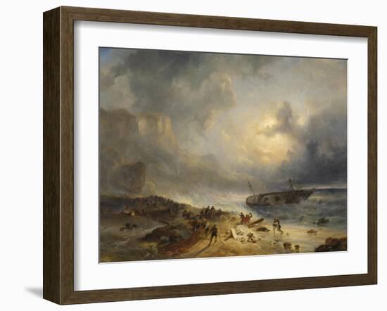 Shipwreck Off a Rocky Coast-Wijnand Nuijen-Framed Art Print