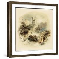 Shipwreck Off Dunstanburgh Castle-George Balmer-Framed Giclee Print