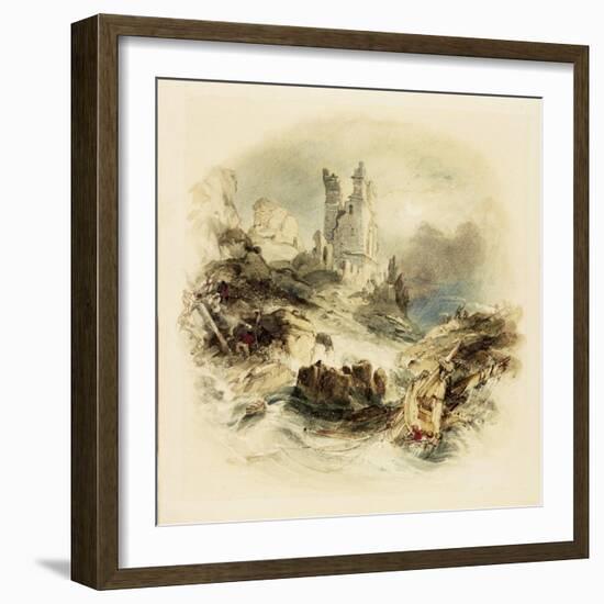 Shipwreck Off Dunstanburgh Castle-George Balmer-Framed Giclee Print