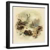 Shipwreck Off Dunstanburgh Castle-George Balmer-Framed Giclee Print