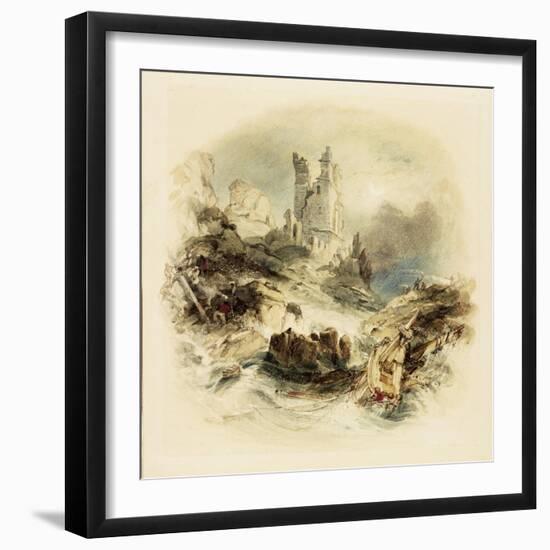 Shipwreck Off Dunstanburgh Castle-George Balmer-Framed Giclee Print