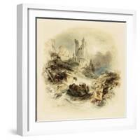 Shipwreck Off Dunstanburgh Castle-George Balmer-Framed Giclee Print