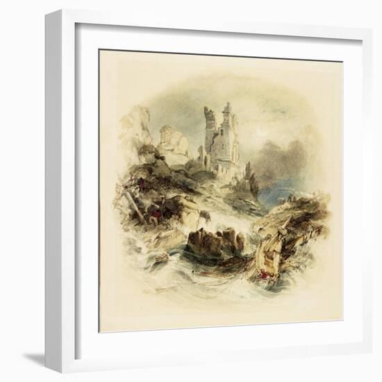 Shipwreck Off Dunstanburgh Castle-George Balmer-Framed Giclee Print