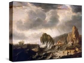 Shipwreck on a Rocky Coast. Oil on Wood, 1627-1629, by Simon De Vlieger (1600-1653).-Simon Jacobsz Vlieger-Stretched Canvas