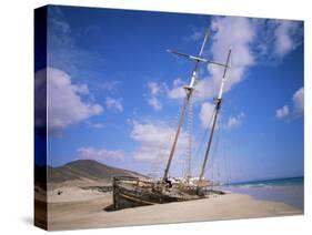 Shipwreck on the Beach, Fuerteventura, Canary Islands, Spain, Atlantic-Robert Harding-Stretched Canvas