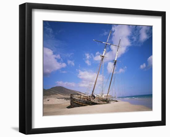 Shipwreck on the Beach, Fuerteventura, Canary Islands, Spain, Atlantic-Robert Harding-Framed Photographic Print