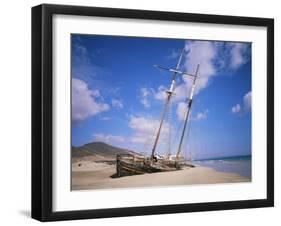 Shipwreck on the Beach, Fuerteventura, Canary Islands, Spain, Atlantic-Robert Harding-Framed Photographic Print