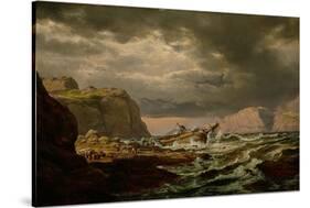 Shipwreck on the Norwegian Coast-Johan Christian Clausen Dahl-Stretched Canvas