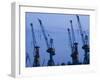 Shipyard Cranes, Hamburg, State of Hamburg, Germany-Walter Bibikow-Framed Photographic Print