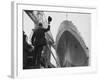 Shipyard Director Waves off the Ship at the Launch of the Transvaal Castle, January 1961-null-Framed Photographic Print