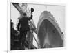 Shipyard Director Waves off the Ship at the Launch of the Transvaal Castle, January 1961-null-Framed Photographic Print