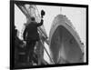 Shipyard Director Waves off the Ship at the Launch of the Transvaal Castle, January 1961-null-Framed Photographic Print