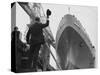 Shipyard Director Waves off the Ship at the Launch of the Transvaal Castle, January 1961-null-Stretched Canvas