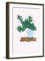 Shiragiku (White Chrysanthemum) In a Blue And White Tsubo-Josiah Conder-Framed Art Print