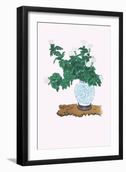 Shiragiku (White Chrysanthemum) In a Blue And White Tsubo-Josiah Conder-Framed Art Print