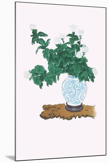 Shiragiku (White Chrysanthemum) In a Blue And White Tsubo-Josiah Conder-Mounted Art Print