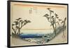 Shirasuka: View of Shiomi Slope (Shirasuka, Shiomizaka zu), from the series "Fifty-three Station...-Utagawa Hiroshige-Framed Poster