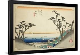 Shirasuka: View of Shiomi Slope (Shirasuka, Shiomizaka zu), from the series "Fifty-three Station...-Utagawa Hiroshige-Framed Poster