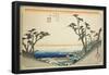 Shirasuka: View of Shiomi Slope (Shirasuka, Shiomizaka zu), from the series "Fifty-three Station...-Utagawa Hiroshige-Framed Poster