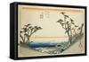 Shirasuka: View of Shiomi Slope (Shirasuka, Shiomizaka zu), from the series "Fifty-three Station...-Utagawa Hiroshige-Framed Stretched Canvas