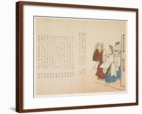 Shirine Maiden at Itsukushima on the New Year's Day, January 1857-Ueda K?ch?-Framed Giclee Print