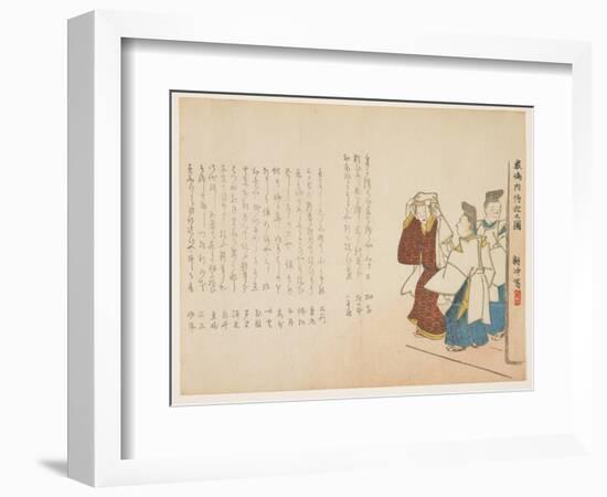 Shirine Maiden at Itsukushima on the New Year's Day, January 1857-Ueda K?ch?-Framed Giclee Print